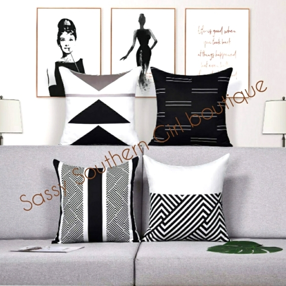 🆕⭐ Farmhouse black and white pillow cover set 4 - Picture 1 of 6